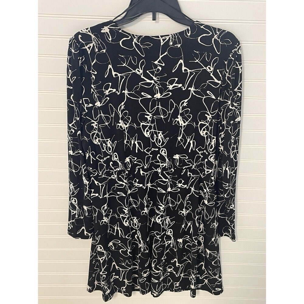 New Nine West Long Sleeve Wrap dress Size XXL Black &  White Casual Fancy - Picture 4 of 8